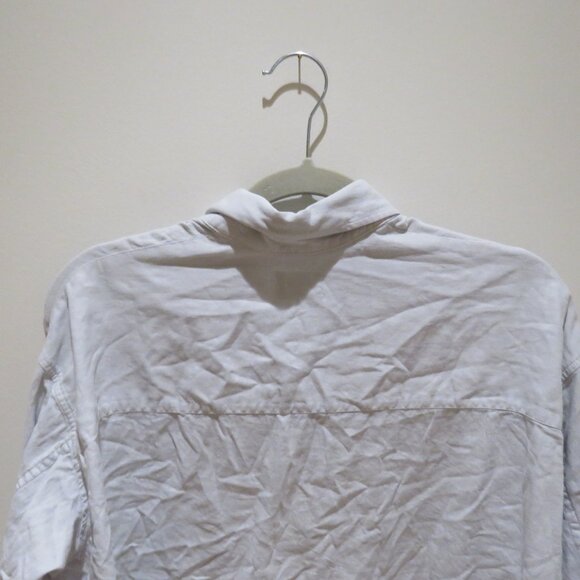 ARITZIA WILFRED FREE Boyfriend Linen Button Down Shirt Cloud Blue Casual Minimal - Picture 8 of 10